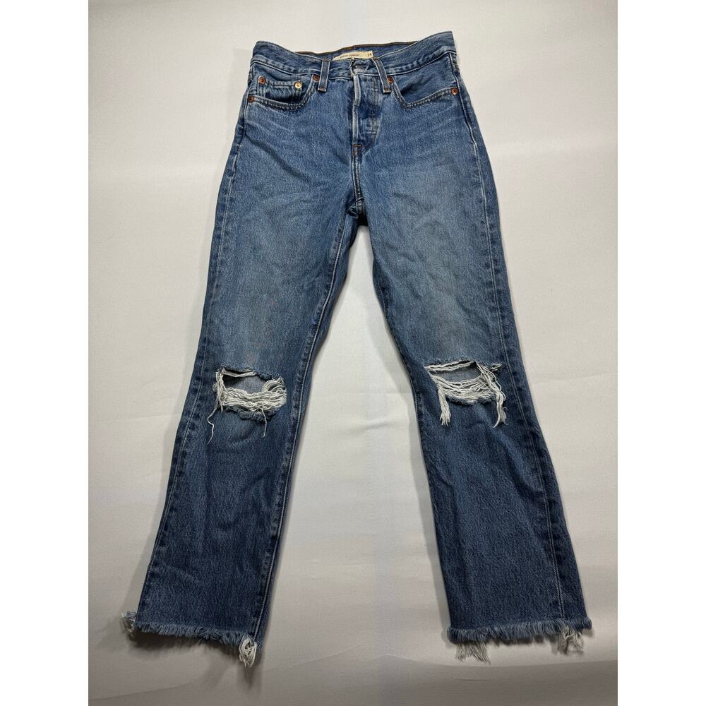 Levi's Women's Wedgie Straight Leg Button Fly Blue ‎ Jeans - Size 24 (25x25)*